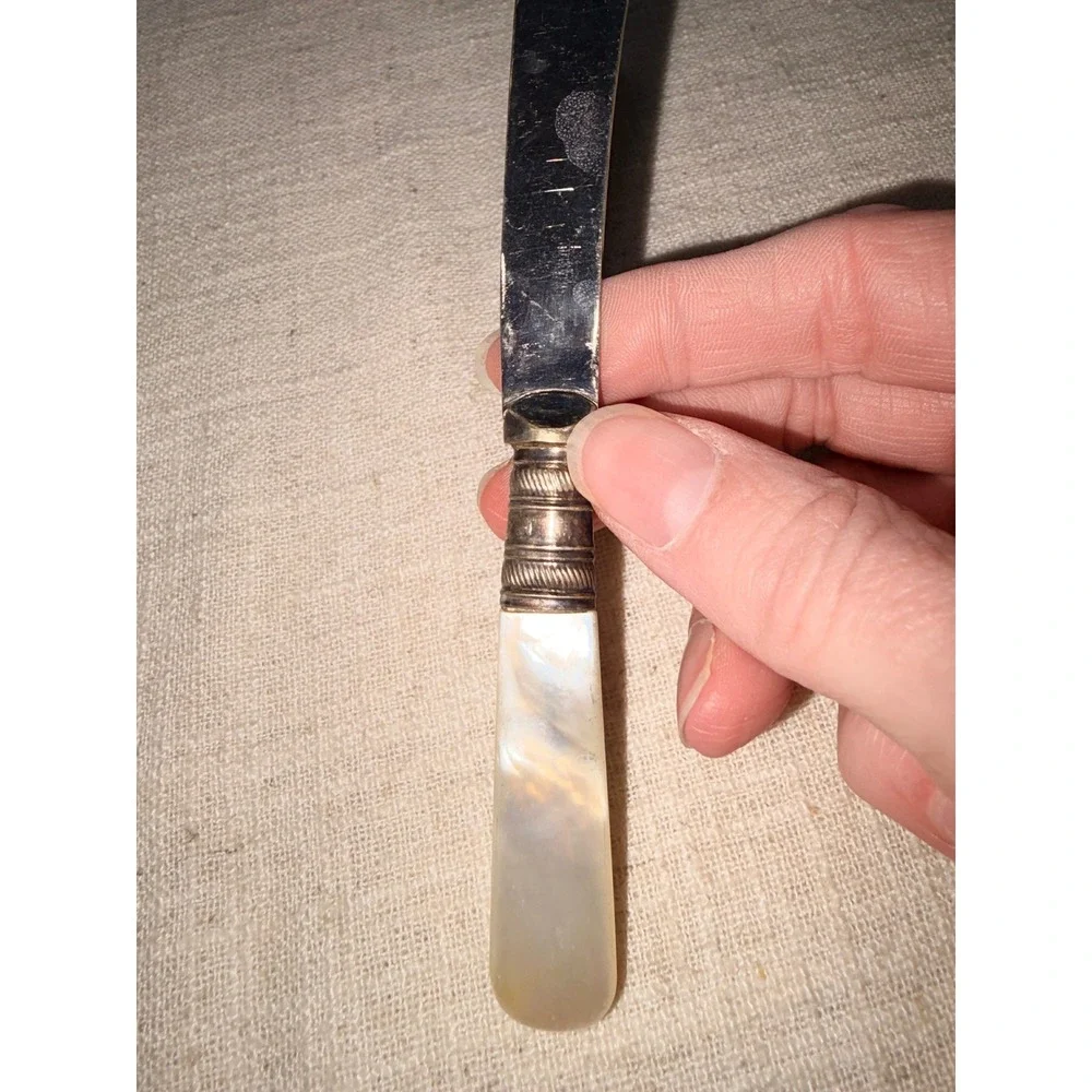 Antique EPNS Mother of Pearl Handle Butter Knife Spreader Silver Plate‎ 5.75